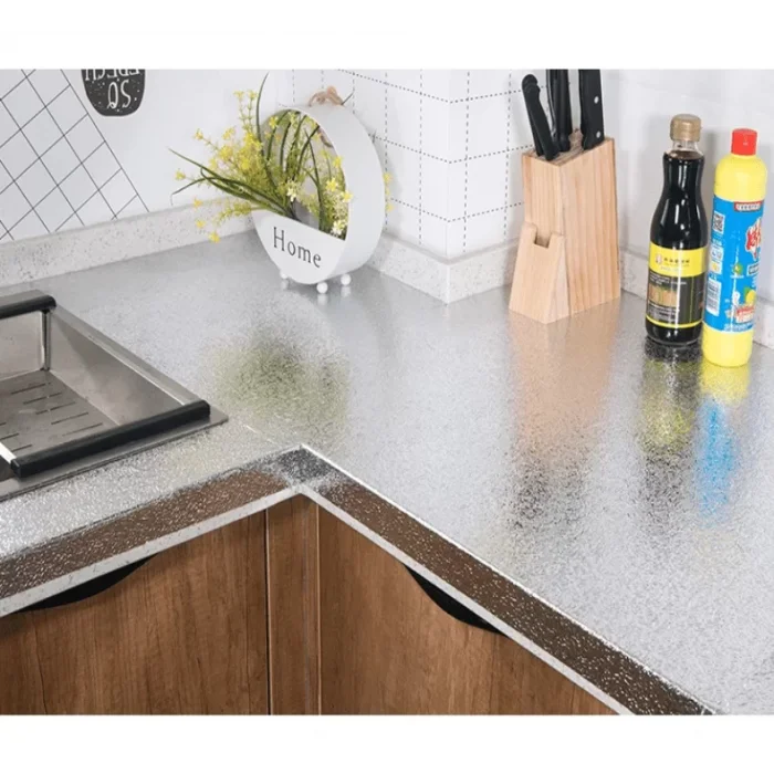 10 Mt Yapışkanlı Mutfak Tezgah Üstü Folyo Gümüş