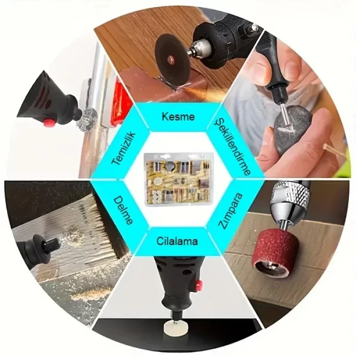 105 Parça Oyma Taşma Fırçalama Gravür Uç Set Hobi Seti Kalıpçı Oyma Taşlama Seti