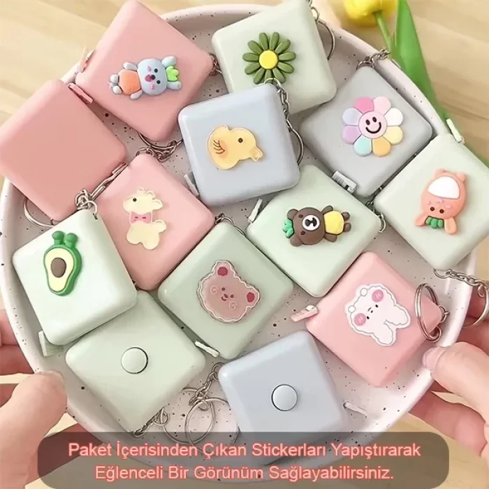 150 Cm Stickerli Pratik Taşınabilir Çanta Boy Anahtarlık Mezura