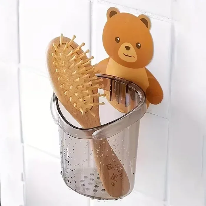 2 Adet Ayı Figürlü Diş Fırçalık Organizer Ve Askılık