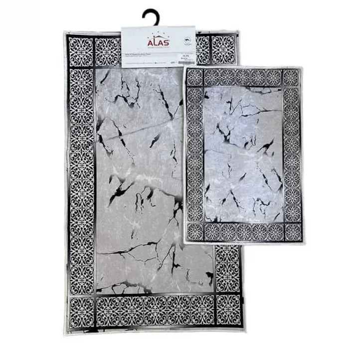 2 Li Banyo Paspası Kaymaz Klozet Takımı Kare A