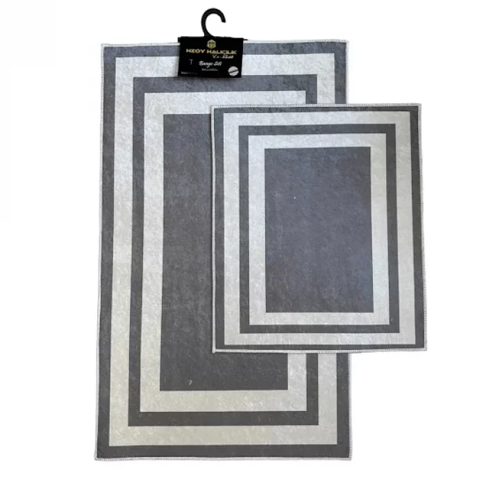 2 Li Banyo Paspası Kaymaz Klozet Takımı Kare F