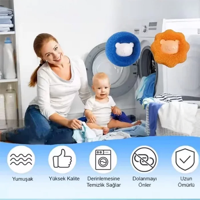 3 Adet Çamaşır Makinesi Kıl Ve Tüy Toplama Topu