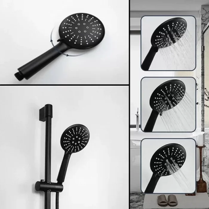 3 Fonksiyonlu Yüksek Basınçlı Duş Başlığı Siyah