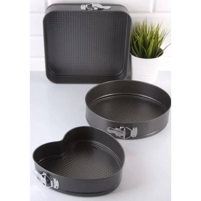 3 Lü Kelepçeli Teflon Kek Kalıbı