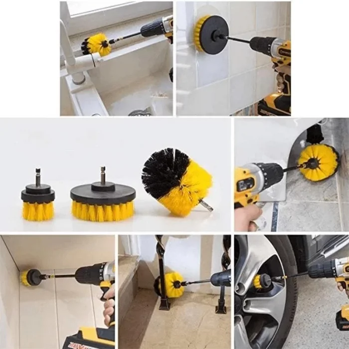 3 Lü Matkap Ucuna Takılan Temizlik Fırça Seti