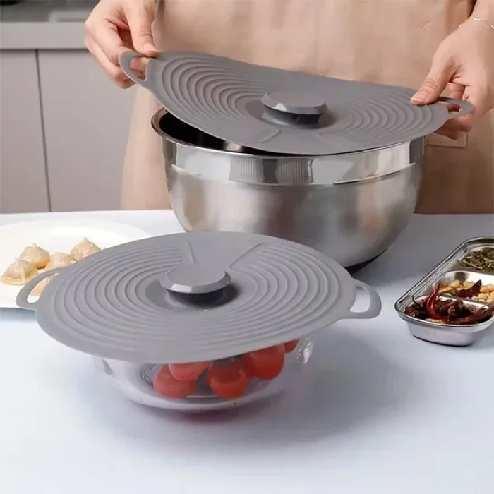 3 Lü Silikon Tencere Tava Kapağı Isı Koruyucu Silikon Kapak Yüksek Kaliteli Malzeme