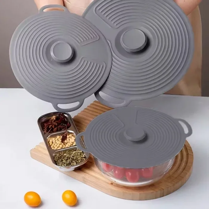 3 Lü Silikon Tencere Tava Kapağı Isı Koruyucu Silikon Kapak Yüksek Kaliteli Malzeme