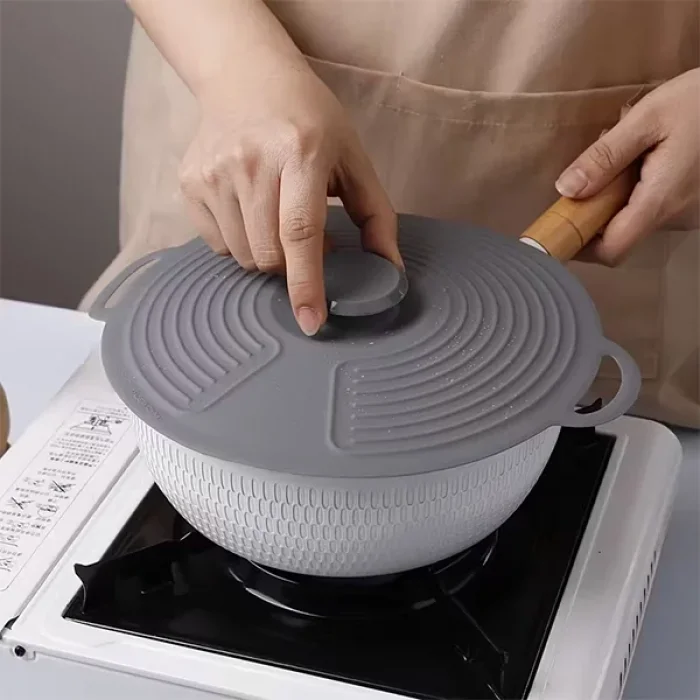 3 Lü Silikon Tencere Tava Kapağı Isı Koruyucu Silikon Kapak Yüksek Kaliteli Malzeme