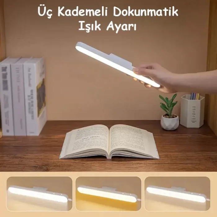 3 Modlu Ton Ayarlı Şarjlı Kitap Okuma Lambası Gün Işığı Dokunmatik Led Işık