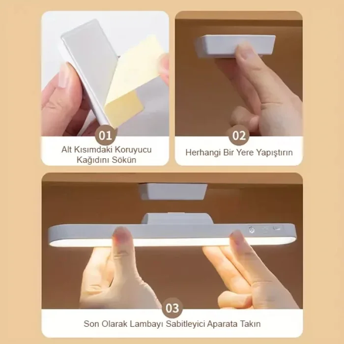 3 Modlu Ton Ayarlı Şarjlı Kitap Okuma Lambası Gün Işığı Dokunmatik Led Işık