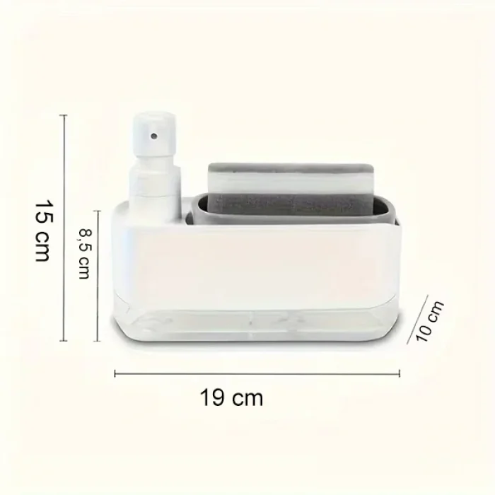 3 Ü 1 Arada Çift Hazneli Süngerlikli 2 Farklı Sabun Koyulabilen Sıvı Sabunluk