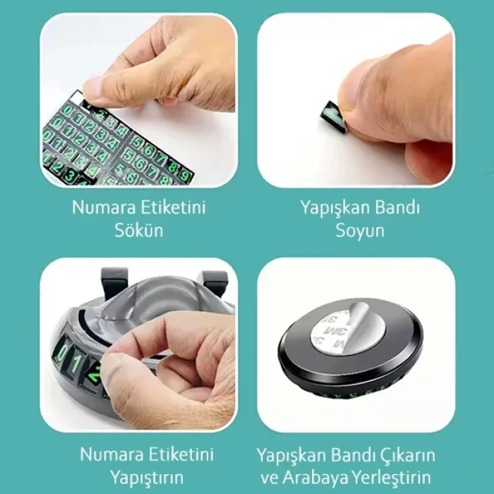 360 Derece Dönebilen Yapışkanlı Numaratörlü Araç Telefon Tutucu