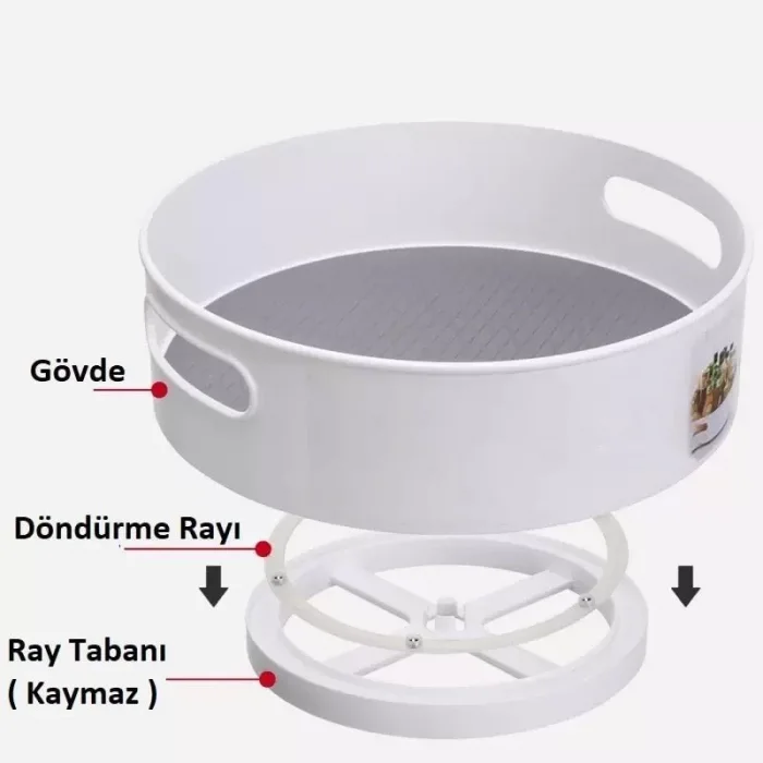 360 Derece Dönen Yuvarlak Saklama Tepsisi