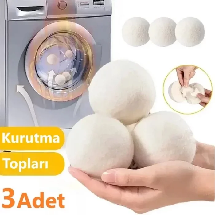 3lü Yün Çamaşır Makinesi Kurutma Topu Yumuşatıcı