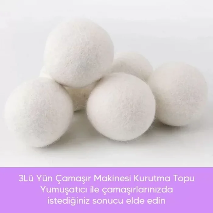 3lü Yün Çamaşır Makinesi Kurutma Topu Yumuşatıcı