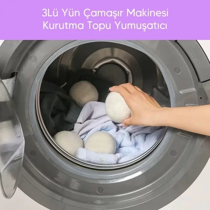 3lü Yün Çamaşır Makinesi Kurutma Topu Yumuşatıcı