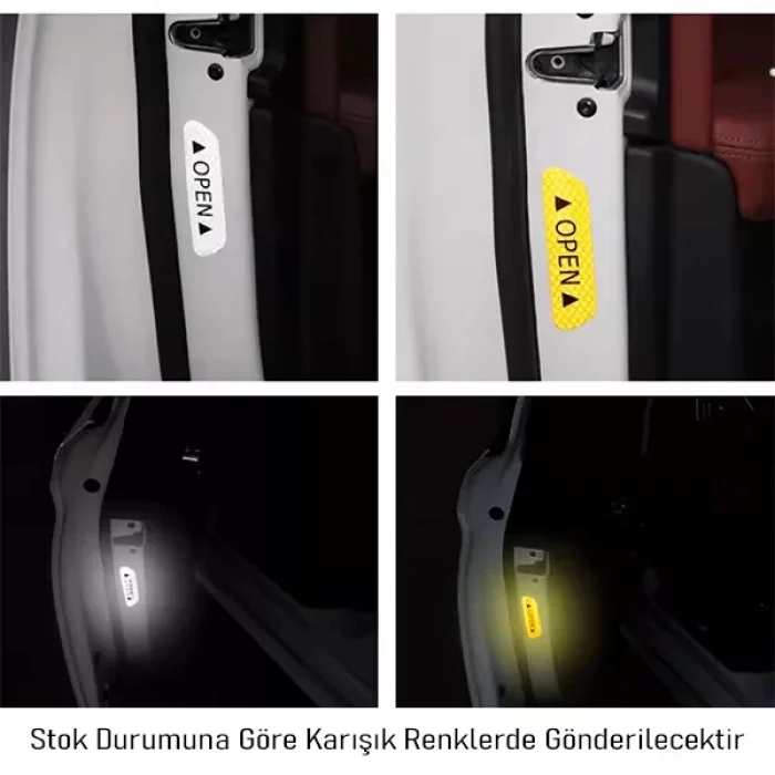 4 Adet Reflektif Araç Kapı Stickerı Reflektör Araba Kapı Bandı