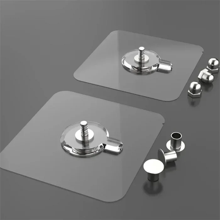 4 Adet Vidalı Yapışkanlı Çok Amaçlı Şeffaf Askı