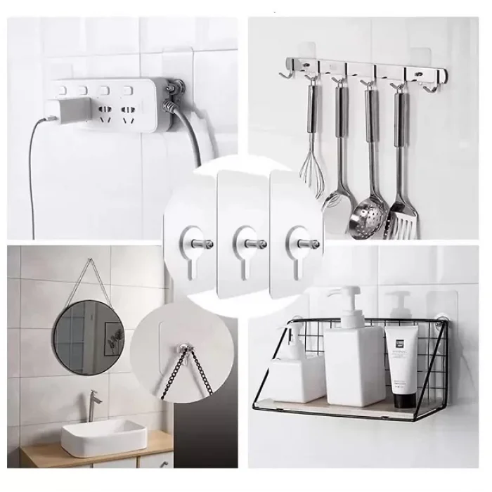 4 Adet Vidalı Yapışkanlı Çok Amaçlı Şeffaf Askı