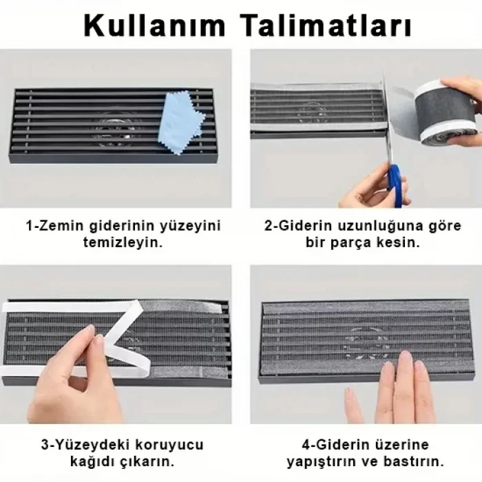 4 Metre Çok Amaçlı Yapışkanlı Uzun Gider Süzgeci