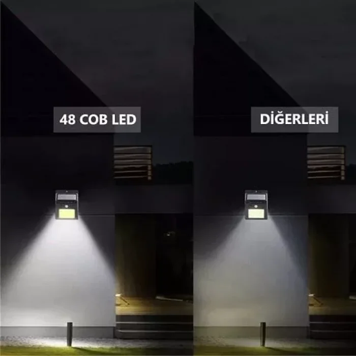48 Led Cob Hareket Sensörlü Solar Bahçe Lambası