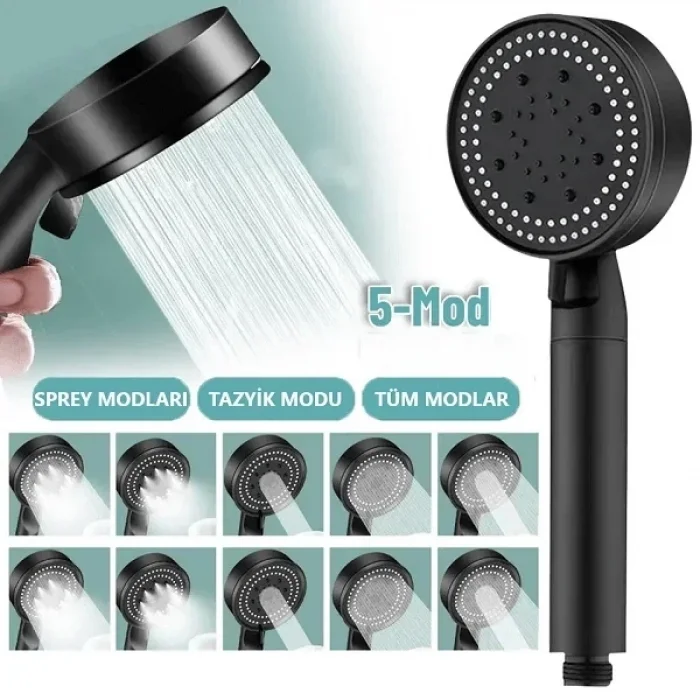 5 Fonksiyonlu Yüksek Basınçlı Ayarlı Duş Başlığı