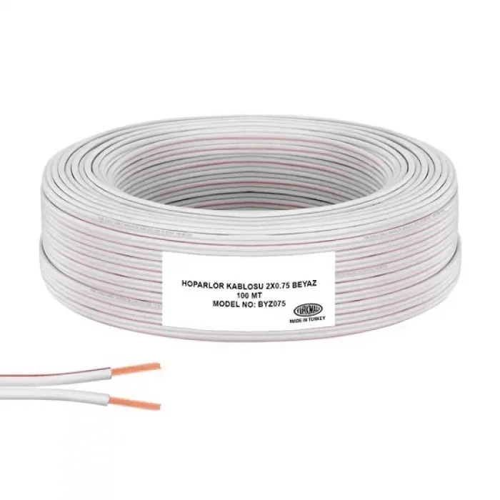 5 Mt Çiftli Kablo Tesisat Hoparlör Kablosu 2 X 0.75