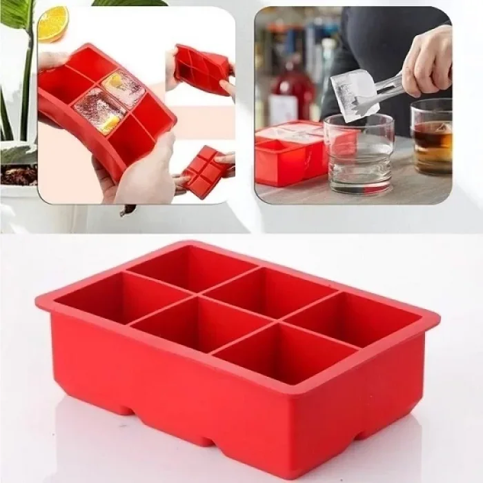 6 Bölmeli Büyük Boy Silikon Buz Kalıbı