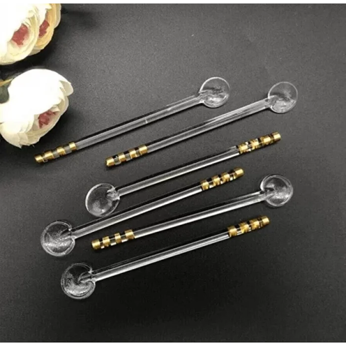 6 Lı Cam Çay Kaşığı Altın Yaldızlı