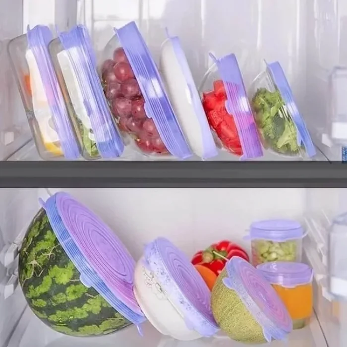 6 Lı Esnek Silikon Streç Kapak Seti