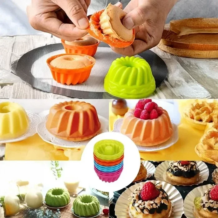 6 Lı Mini Silikon Göbekli Muffin Kek Kalıbı