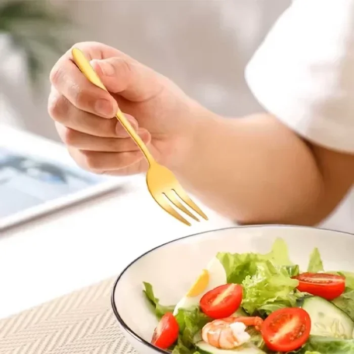 6 Lı Parlak Gold Tatlı Çatalı Seti