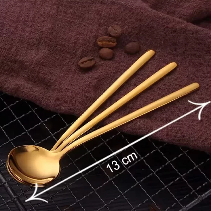 6 Lı Parlak Gold Tatlı Kaşığı Seti