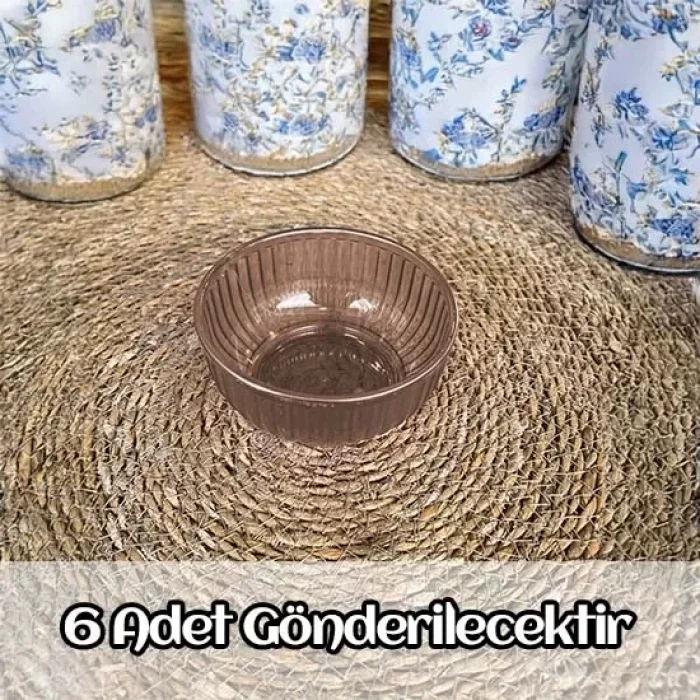 6 Lı Yaldızlı Kase Sosluk Ve Çerezlik Bal Rengi