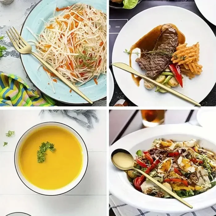 6 Parça Parlak Gold Çatal Kaşık Bıçak Seti