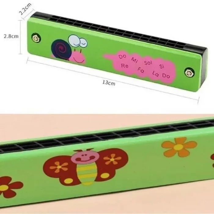 Ahşap Mızıka 16 Delikli Çift Sıralı Renkli