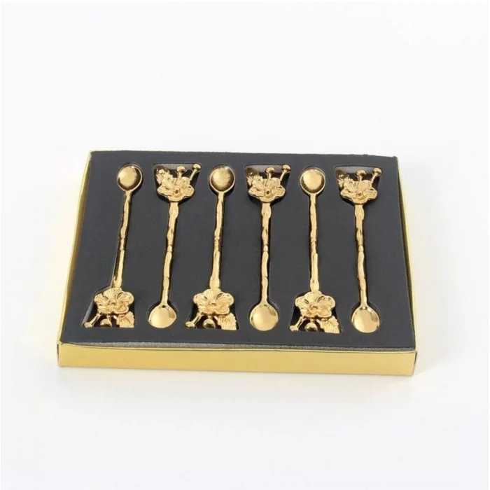 Altın Çiçek 6 Lı Çay Kaşığı Gold
