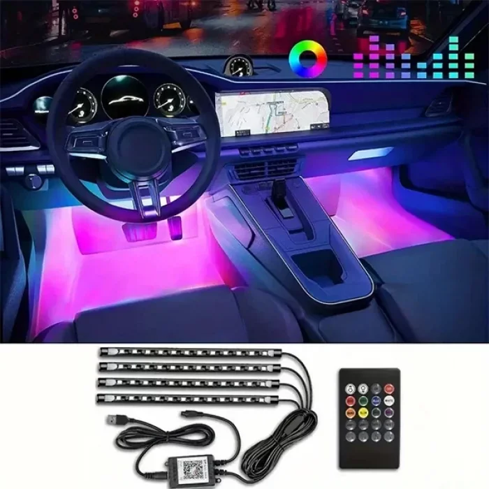 Araç İçi Ayak Altı Led 12 Ledli Lamba Sese Duyarlı Led Müziğe Duyarlı Led