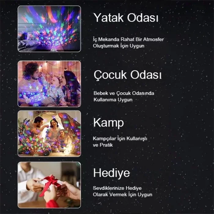 Bluetooth Hoparlör Parti Lambası Projeksiyon Disko Topu