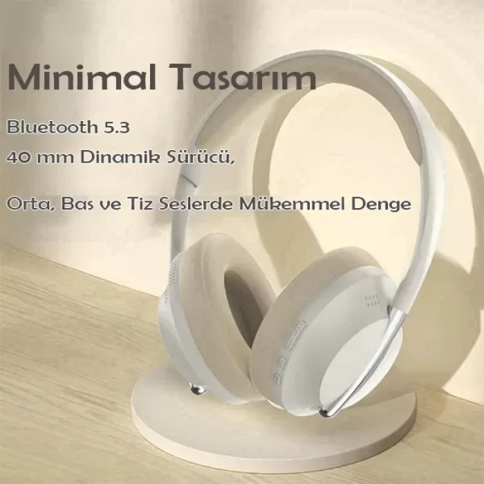 Bluetooth Kulaklık Derin Bass Mükemmel Ses Krem