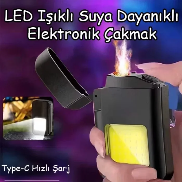 Çakmaklı Fener Şarjlı Cob Ledli Çakmak Kamp Feneri