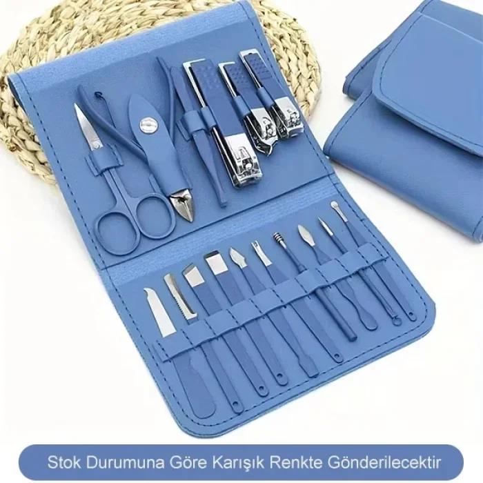 Çantalı Seyahat Tipi 16 Parça Manikür Pedikür Seti