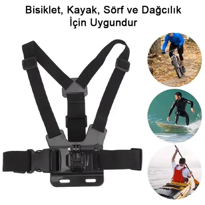 Cep Telefonu Ve Aksiyon Kamerası Uyumlu Vlog Video Çekim Göğüs Kemeri