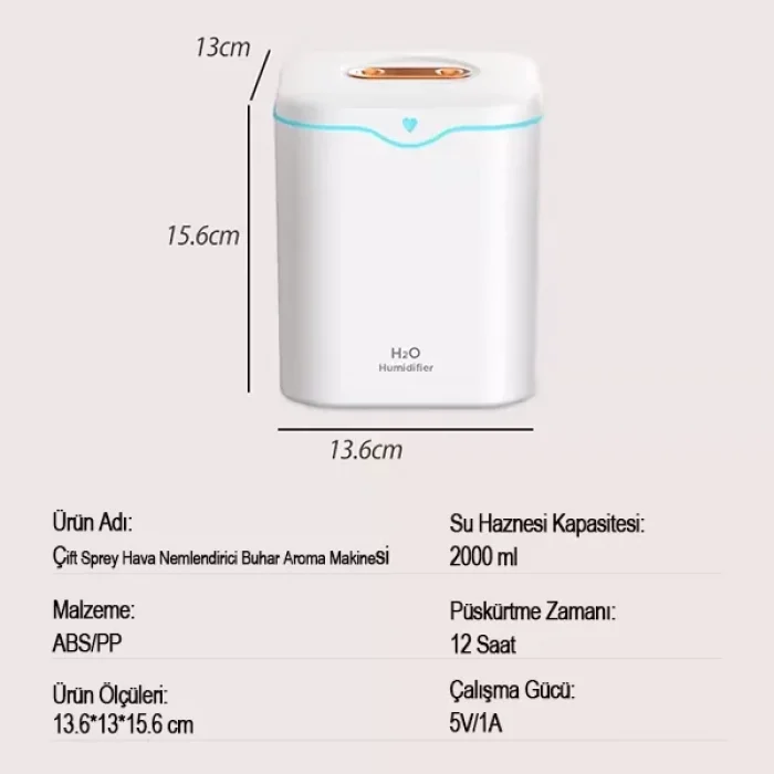 Çift Sprey Hava Nemlendirici Buhar Aroma Makinesi