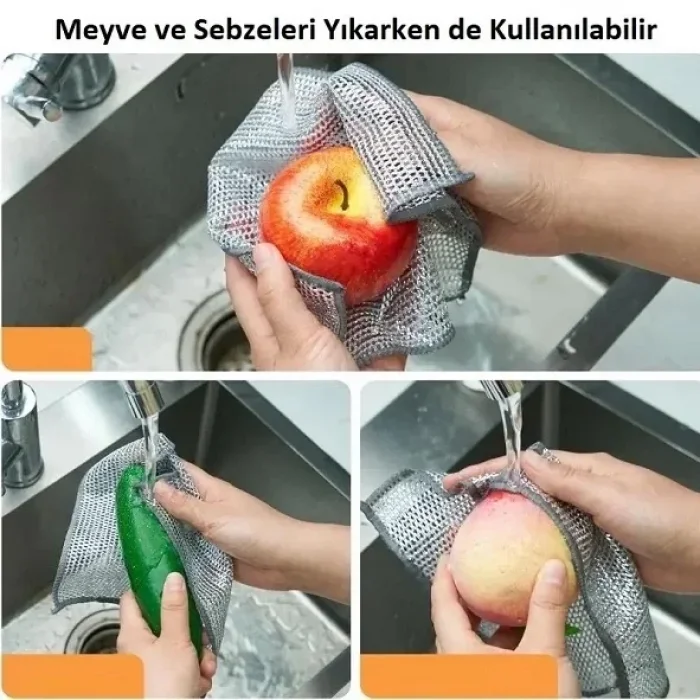 Çizmez Tel Bulaşık Bezi Ovalama Bezi 3 Adet