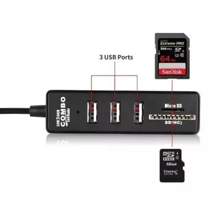 Combo 5 Port Usb 3.0 Çoğaltıcı Tf Ve Sd Girişli