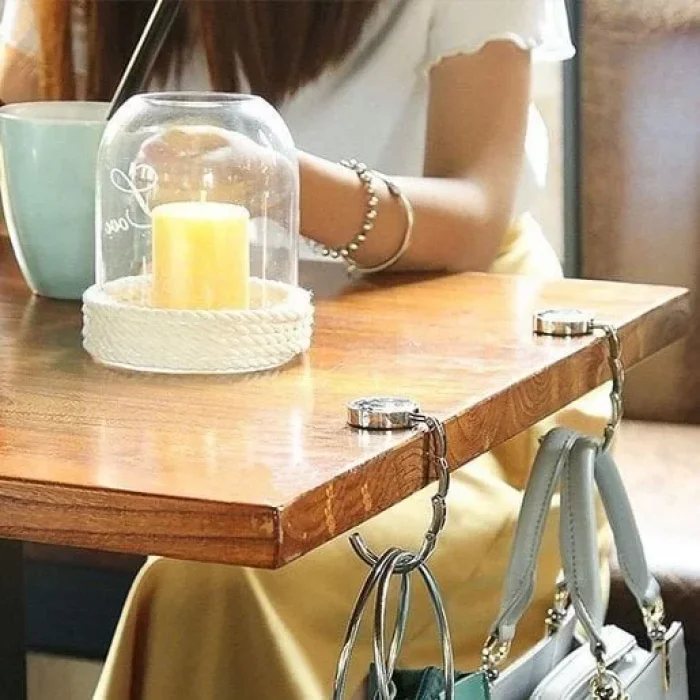 Dekoratif Desenli Masa Kenarı Çanta Askısı