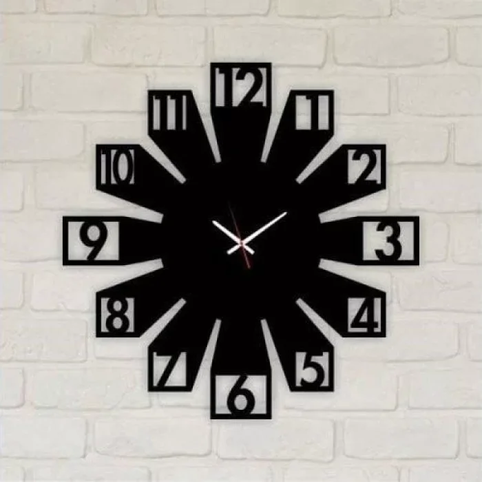 Dekoratif Lazer Kesim Kare Rakamlı Duvar Saati