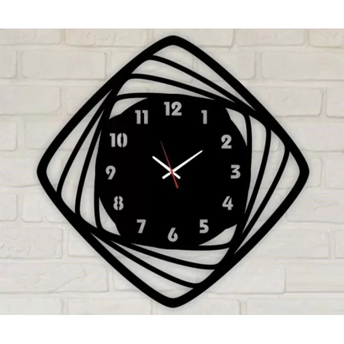 Dekoratif Lazer Kesim Oval Köşeli Kare Duvar Saati
